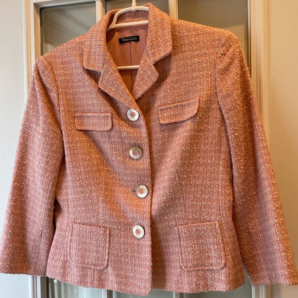 Tahari Cropped Blazer tweed Size 10